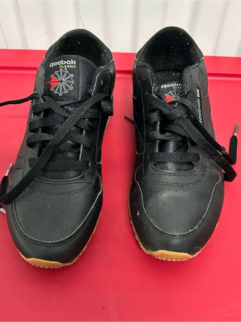 Reebok Classic Black Leather Sneakers with Gum Outsole